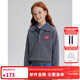 ELLE KIDS童裝 學(xué)院風(fēng)愛(ài)心繡標針織女童秋裝翻領(lǐng)毛衣/半身裙可選 灰色-上衣 165 (M)