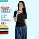 茵曼正肩女裝純色短袖t恤春夏季百搭簡(jiǎn)約基礎款上衣 黑色-圓領(lǐng) L