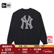 NEW ERA紐亦華加絨衛衣男女同款MLB立體膠印NY寬松套頭衫情人節禮物 13338671-黑色 L
