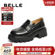 百麗（Belle）學(xué)院風(fēng)百搭JK樂(lè )福鞋女商場(chǎng)款厚底舒適牛皮通勤小皮鞋A5W1DCA4 黑色 36 (230mm)