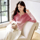 香影粉色漸變針織衫上衣女2026春裝新款草莓腮紅套頭假開(kāi)衫miu系 粉紅 【春秋款】 N851063 M