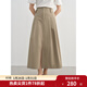 獨束大碼女裝立體打褶開(kāi)叉半身裙2025夏季新款微胖百搭顯瘦A字裙 卡其 M （尺碼：1）