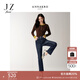 玖姿·安娜蔻【隨心彈】?jì)?yōu)雅復古加絨九分牛仔煙管褲女2025冬季新款 深藍 2XL