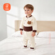 貝瑞加（Babyprints）寶寶秋冬內衣套裝兒童夾棉加厚保暖家居服護肚褲秋衣秋褲 棕90