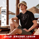 哈吉斯（HAZZYS）男女裝 夏季【情侶款】圓領(lǐng)上衣簡(jiǎn)約純色百搭短袖T恤 黑色BK -男款 XL （180/100A 50） 男