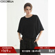 COCOBELLA細閃亮絲暗花黑色針織衫T恤女夏蝙蝠袖罩衫TS0069-2 黑色 M