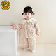 G.duck小黃鴨嬰兒睡衣冬裝加絨加厚三層夾棉女寶寶棉衣襖冬季家居服套裝 粉紅碎花【加絨加厚棉衣兩件套】 80