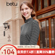百圖betu女裝秋冬新款T恤條紋半高領(lǐng)保暖打底衫抗菌長(cháng)袖女2310T43 黑白條 XS