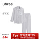 ubras流光滿(mǎn)印翻領(lǐng)短袖短褲套裝家居服睡衣女薄款舒適居家 【男款】長(cháng)袖長(cháng)褲-發(fā)呆小羊-灰 XL