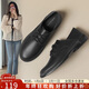 ZHR樂(lè )福鞋女經(jīng)典舒適平底小皮鞋女氣質(zhì)通勤風(fēng)兩穿女鞋 BT76 黑色 40 