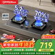 歐派（OPPEIN）燃氣灶煤氣灶70%熱效率國家補貼天然氣大面板液化氣猛火灶磨砂面板雙灶嵌入式臺式兩用 【780面板】70%熱效率-雙灶定時(shí)-JJX61 天然氣