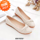 森用品牌斷碼單鞋女2025秋冬新款平底中年淺口媽媽鞋軟底豆豆鞋 米白色 春秋款 37 尺碼偏小拍大一碼