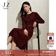 玖姿·安娜蔻簡(jiǎn)約高級感安可拉紅假兩件羊毛連衣裙女春季 酒紅 XL