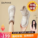 DAPHNE達芙妮厚底雪地靴女款短靴2025新款女靴加絨保暖學(xué)生抗寒棉靴 金色 加絨 跟高5cm 38 (240mm) 標準碼