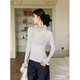 RANGWU打底衫女內搭可外穿洋氣針織衫毛衣2026新款秋冬上衣高級感半高領(lǐng) 灰色木耳荷葉邊長(cháng)袖 均碼 【建議85-120斤】