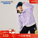Skechers斯凱奇秋季新款女童甜美可愛(ài)運動(dòng)衛衣開(kāi)胸拉鏈短款童服L325G010