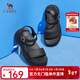 駱駝（CAMEL）一字帶涼鞋百搭厚底增高運動(dòng)休閑外穿涼鞋女 L24M007615黑色 35