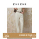 致知 重疊金 全棉原色直筒闊腿牛仔褲女25春季復古長(cháng)褲 淺米杏 S