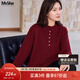 MsShe【100%美利奴羊毛】大碼女裝2025冬裝胖mm半高領(lǐng)打底羊毛衫 安可拉紅色現貨 3XL