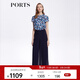 PORTS寶姿女士休閑褲春夏時(shí)尚飄逸雪紡闊腿褲LM8P062KWP052 丈青 S (4)