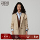 Teenie Weenie小熊秋季雙排扣休閑風(fēng)衣外套氣質(zhì)質(zhì)感時(shí)尚英倫風(fēng)女士 卡其色 S (160)
