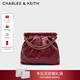 CHARLES&KEITH子母鏈條大容量流浪包托特包單肩斜挎包女包新年禮物CK2-40671449 【L號】Burgundy葡萄酒紅色 L