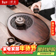 祥業(yè)竹制茶盤(pán)橢圓形儲水式茶托盤(pán)家用小型輕奢瀝水盤(pán)功夫茶具干泡茶臺 胡桃木色仿古橢圓盛水(大)