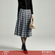 顏域復古印花百褶半身裙女2024新款秋裝氣質(zhì)通勤寬松顯瘦復古半裙 灰色 （加厚） M/38