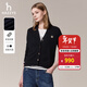 哈吉斯（HAZZYS）女裝 秋季款女士【PHIZ系列】純色寬松V領(lǐng)羊毛開(kāi)衫 藏青色NV XL (170/92A 42)