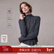 MSLAN花邊半高領(lǐng)毛衣2025冬季不規則下擺格雷系針織打底衫內搭上衣 碳灰 L