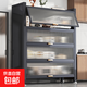 廚房置物架落地多層鋼制收納架防塵多功能儲物柜鍋碗收納雜物架 【高雅灰】三層高80cm 長(cháng)50寬35cm【升級加厚】