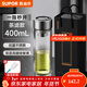 蘇泊爾（SUPOR）一鍵開(kāi)蓋玻璃杯雙層防燙茶水分離男士泡茶車(chē)載水杯便攜商務(wù)禮盒裝 【禮盒裝】茶濾款400ml
