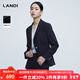 藍地（LANDI）藏藍色經(jīng)典醋酸收腰西服外套女春季新款西裝 藏藍色 S