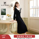 香影赫本風(fēng)絲絨連衣裙女2025冬季新款氣質(zhì)娃娃領(lǐng)法式黑色優(yōu)雅長(cháng)裙 黑色 XL 170/92A/125-140斤