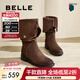 百麗（Belle）時(shí)尚兩穿西部牛仔靴女復古顯瘦長(cháng)筒靴3QFB1DG4 啡色 37 (235mm)