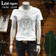 LEENGAO國際輕奢品牌歐洲站高端短袖男士T恤潮牌虎頭亮片燙鉆圓領(lǐng)打底衫 A款白色 XL 推薦體重（130-150斤） 國際奢侈品牌