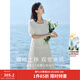 茵曼（INMAN）七七同款連衣裙2026夏女裝新款田園純棉提花方領(lǐng)A字泡泡袖蛋糕裙 珍珠白 M