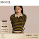 SNIDEL秋冬翻領(lǐng)簡(jiǎn)約條紋polo針織衫上衣兩件套SWNT245096 深棕色 均碼 F （F）