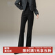 晚白【新品】冬款經(jīng)典高腰褲子修身顯瘦職場(chǎng)通勤微喇褲女 黑色 26