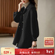尚都比拉100%羊毛大衣女冬季雙排扣雙面呢腰帶燈籠袖毛呢外套