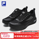 斐樂(lè )（FILA）柔云3+ S路跑鞋男鞋輕質(zhì)運動(dòng)鞋子賈卡跑步鞋 黑/雪白-BS 41