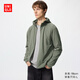 優(yōu)衣庫男女裝DRY-EX速干高彈力防紫外線(xiàn)連帽開(kāi)衫/防曬服487511 57 深橄欖色 L