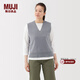 MUJI女式 米蘭諾羅紋編織 背心 針織女裝上衣馬甲25年冬季 BA1QPA5A 淺灰色 M (160/84A)