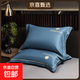 中式冰絲刺繡山茶花涼感枕套梵語(yǔ)簡(jiǎn)約純色刺繡枕頭套夏涼酒店枕套 山茶花-尊貴藍 1對2只裝冰絲刺繡枕套/約74*48CM
