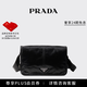PRADA/普拉達【禮物】男士金屬徽標飾牛皮革單肩包郵差包 黑色