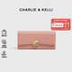 CHARLIE&KELLI CK品牌包包女款2026新款簡(jiǎn)約錢(qián)包卡包長(cháng)款手拿包生日禮物送女生 粉色【京倉配送 禮盒包裝】