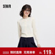 森馬（Semir）[商場(chǎng)同款]針織開(kāi)衫女短款撞色圓領(lǐng)2025秋季羊毛上衣101525106006
