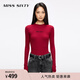 MISS SIXTY2025秋季新款針織衫女圓領(lǐng)修身羊毛桑蠶絲混紡提花上衣 紅色 S