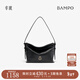 半坡飾族（bampo）新款包包小綿綿頭層牛皮手抓紋小包時(shí)尚高級感女包單肩斜挎包 墨碳黑