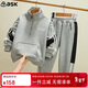 ASK JUNIOR男童套裝25冬學(xué)院風(fēng)加絨兒童半開(kāi)襟衛衣外套休閑褲長(cháng)褲中大童